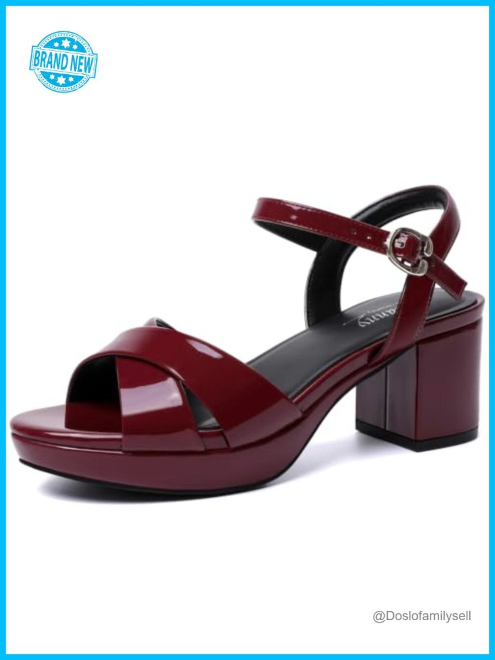 Platform Heels Chunky Block Heel Ankle Strap Open Round Toe Dressy Sandals